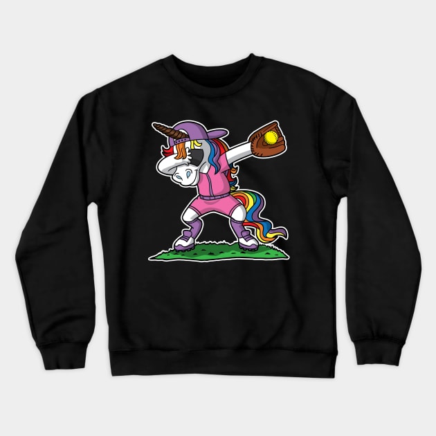 Softball Unicorn Sports Pink Uniform Crewneck Sweatshirt by E